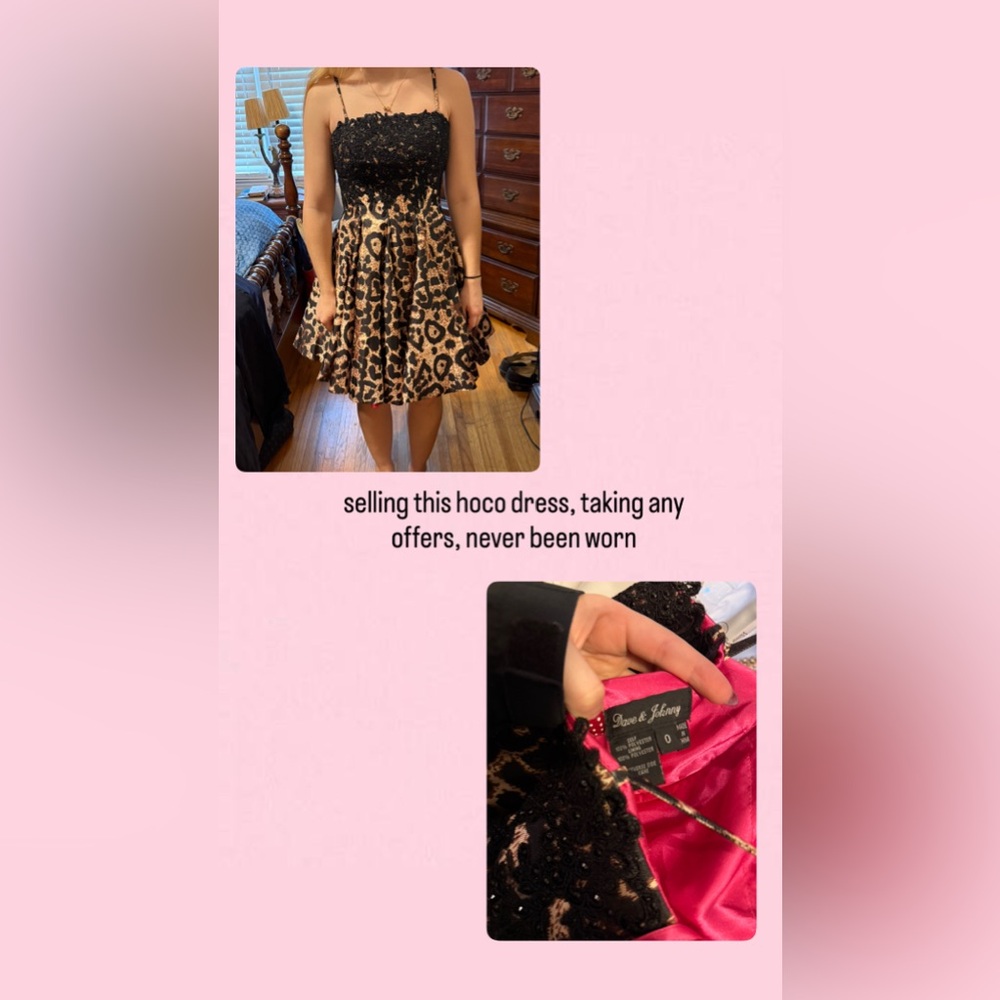 Dave & Johnny Animal Print Dress in Black and Tan